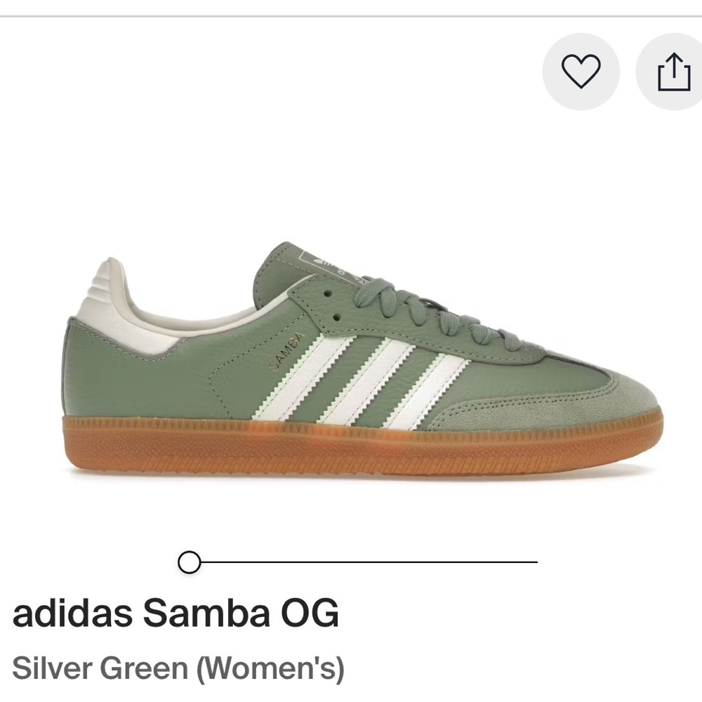 Like New - Adidas Samba Green Sneakers with Gum Sole, worn once, size 7